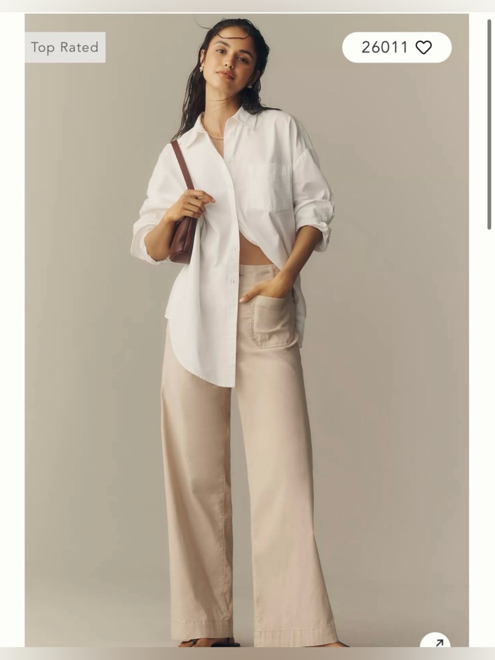 Anthropologie Wide-Leg Pants in Light Beige